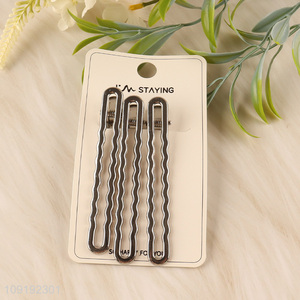New Product 3 Pieces Silver Alligator Metal Hairpins Metal Hair Clips