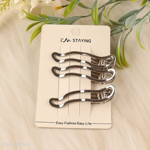 Factory Supply 3 Pieces Silver Metal Hair Clips Set for Women Girls
