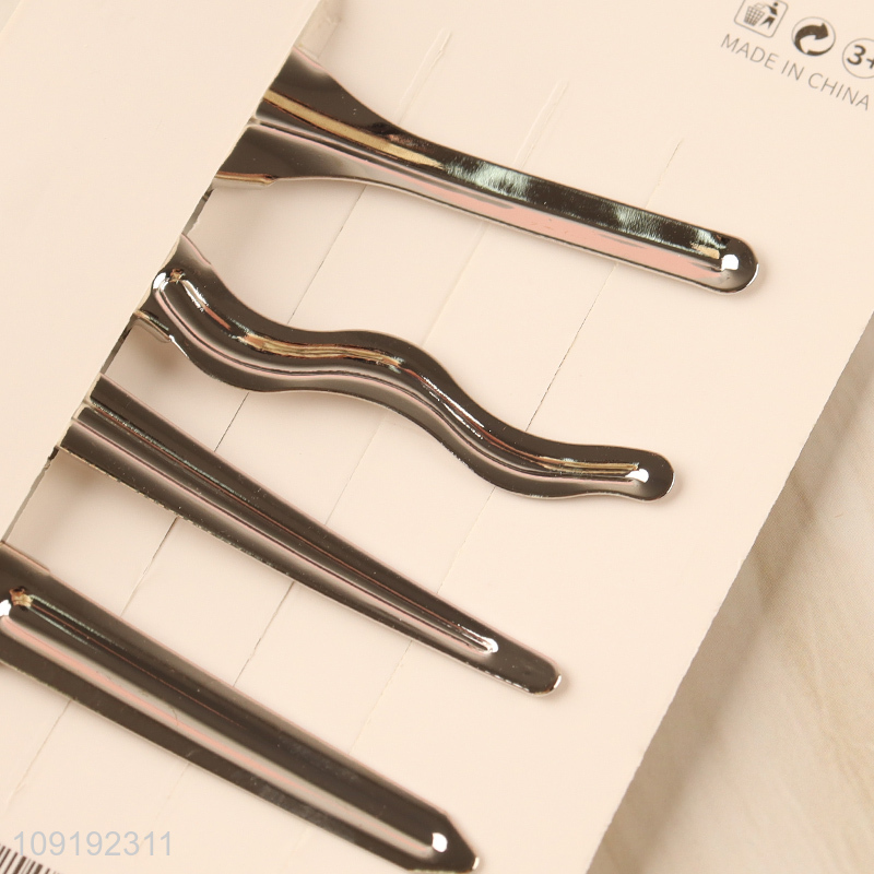 High Quality 4 Pieces Silver Metal Hair Clips Hairpin Set for Women