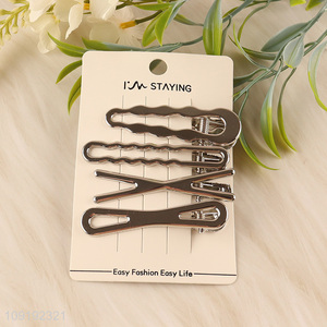 Factory Price 4 Pieces Silver Metal Hair Clips Metal Hairpins Set