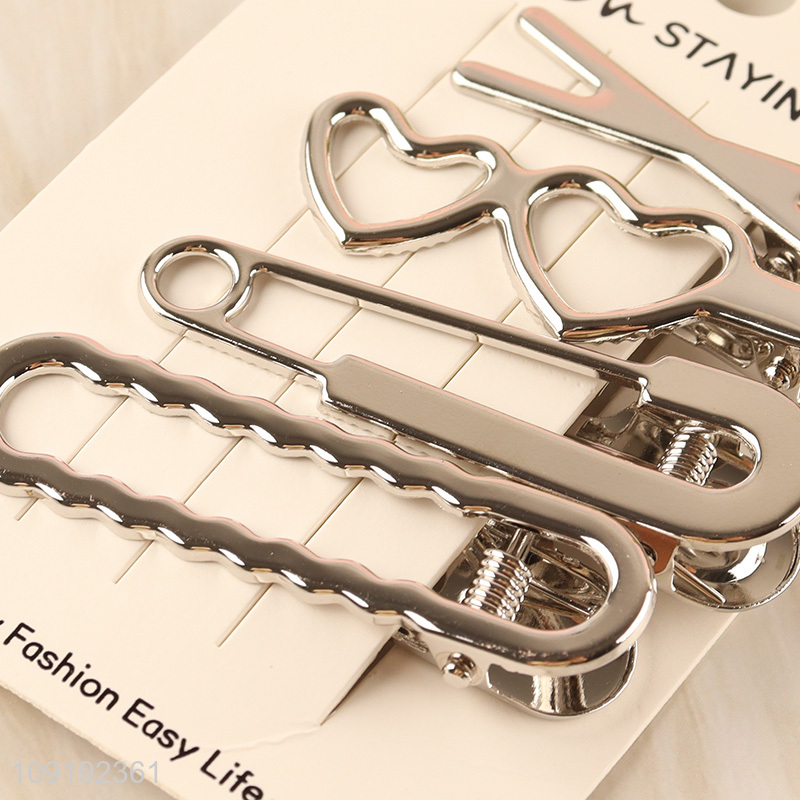 Good Quality 4 Pieces Silver Hair Clips Non-Slip Hair Clips Wholesale