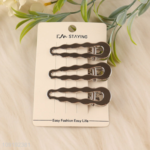 Hot Selling 3 Pieces Silver Metal Hair Clips Set for Women Girls Kids