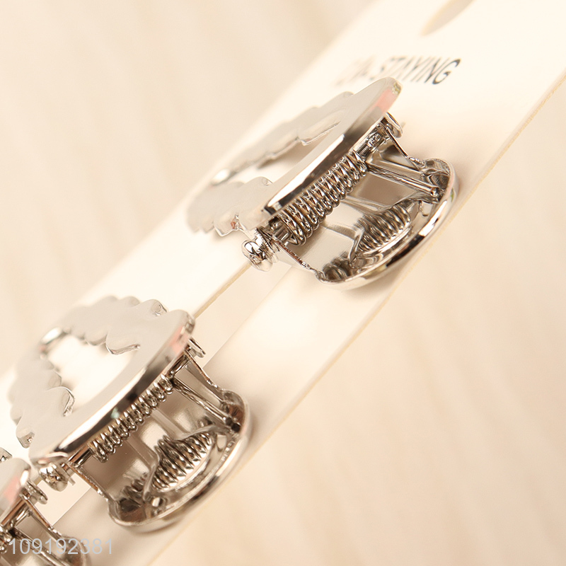 Hot Selling 3 Pieces Silver Metal Hair Clips Set for Women Girls Kids