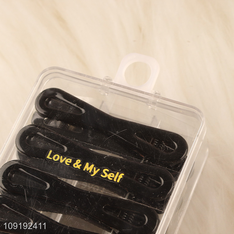 New Product 8 Pieces Black Hair Clips Non-Slip Metal Bang Clips