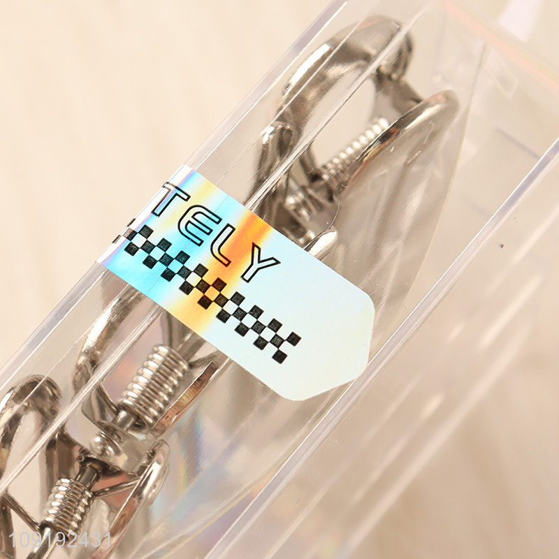 New Product 4 Pieces Silver Metal Alligator Hair Clips Metal Hairpins