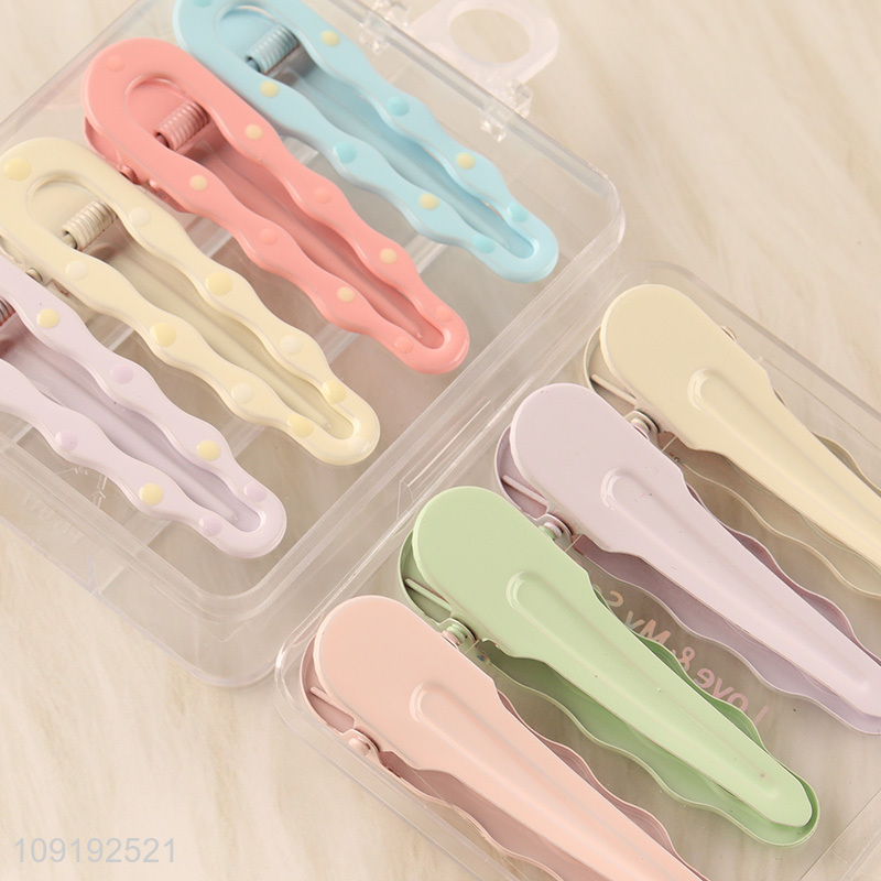 Wholesale 8 Pieces Candy Color Metal Alligator Hair Clips Hair Accessories