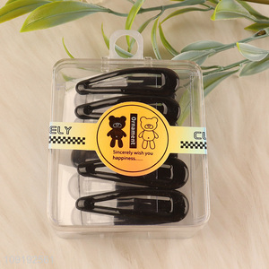 Low Price 8 Pieces Black Snap Hair Clips Metal Hair Accessories