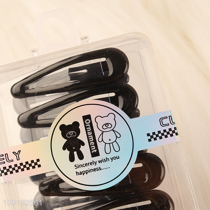 Low Price 8 Pieces Black Snap Hair Clips Metal Hair Accessories