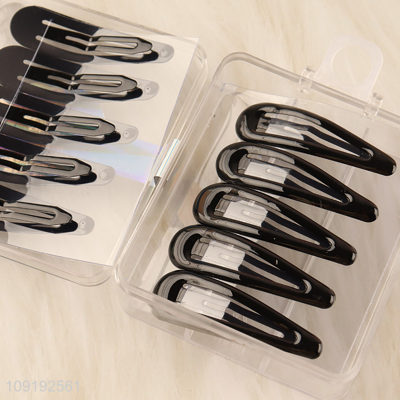 Low Price 8 Pieces Black Snap Hair Clips Metal Hair Accessories