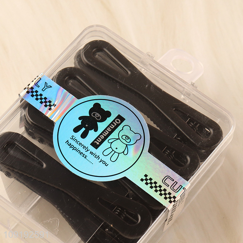 Hot Selling 8 Pieces Black Alligator Hair Clips Non-Slip Bang Clips