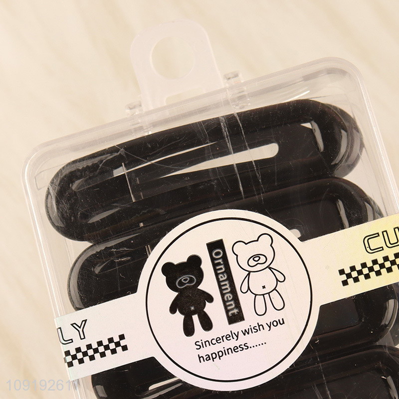 High Quality 8 Pieces Black Metal Snap Hair Clips Hairpins for Women