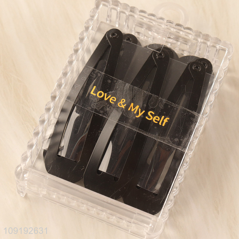 China Wholesale Black Metal Snap Hair Clips Metal Hair Barrettes