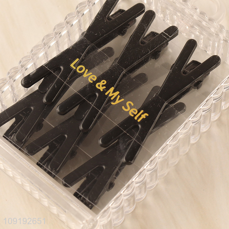 Hot Selling 6 Pieces Alligator Hair Clips Black Metal Hair Clips