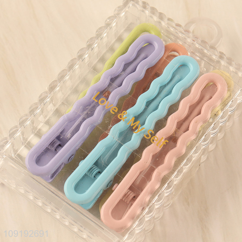 New Product 6 Pieces Candy Color Metal Alligator Hair Clips Hairpins