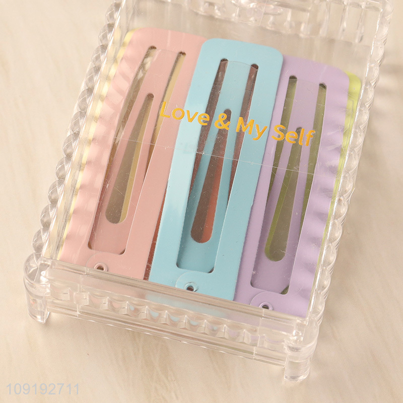 China Imports 6 Pieces Candy Color Metal Hair Clips Snap Hair Clips