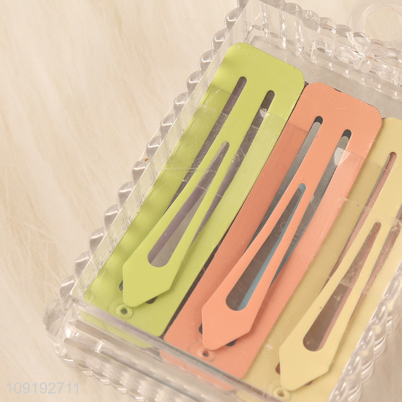 China Imports 6 Pieces Candy Color Metal Hair Clips Snap Hair Clips