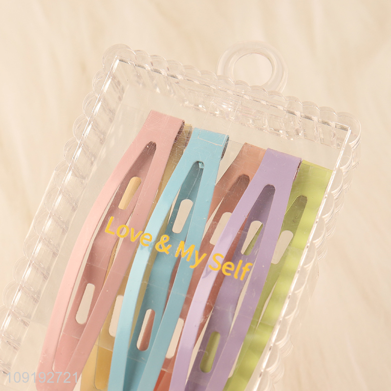 Online Wholesale 6 Pieces Candy Color Metal Snap Hair Clips Bang Clips