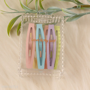 Online Wholesale 6 Pieces Candy Color Metal Snap Hair Clips Bang Clips