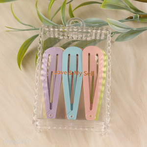 Factory Supply 6 Pieces Candy Color Non-Slip Metal Snap Hair Clips