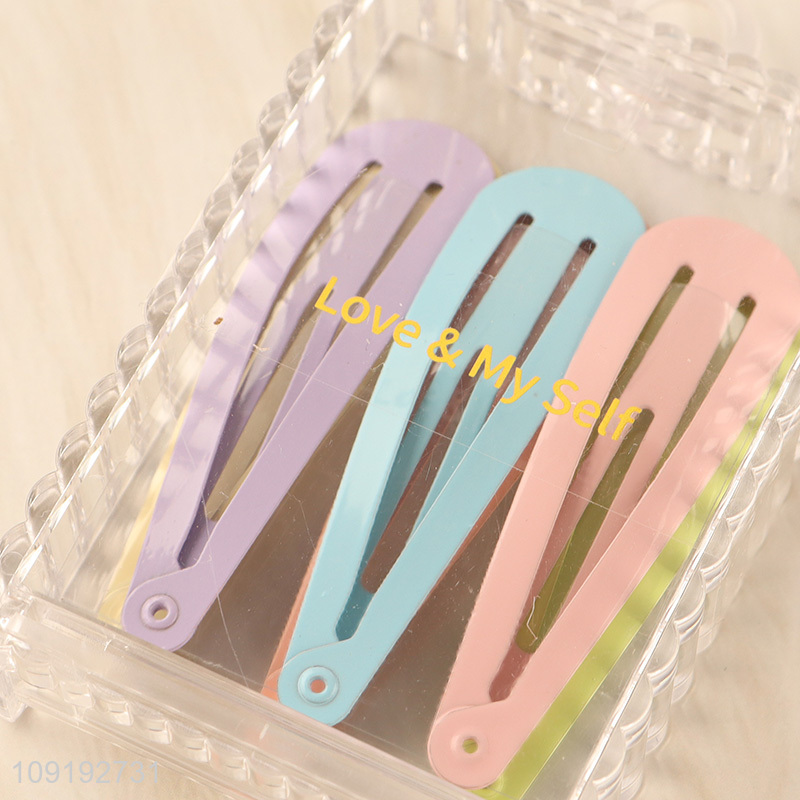 Factory Supply 6 Pieces Candy Color Non-Slip Metal Snap Hair Clips