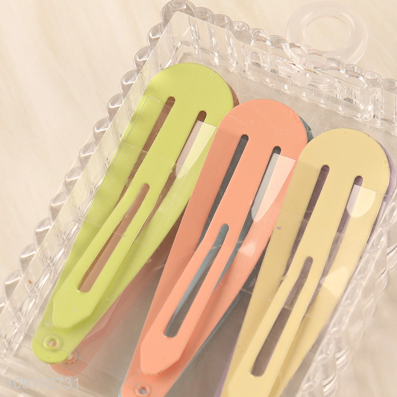 Factory Supply 6 Pieces Candy Color Non-Slip Metal Snap Hair Clips