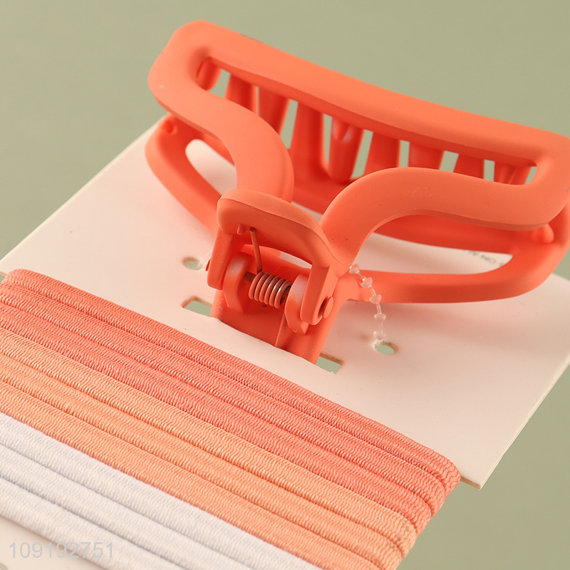 Wholesale 9+1 Elastic Hair Ties And Hair Claw Clip Set Hair Accessories