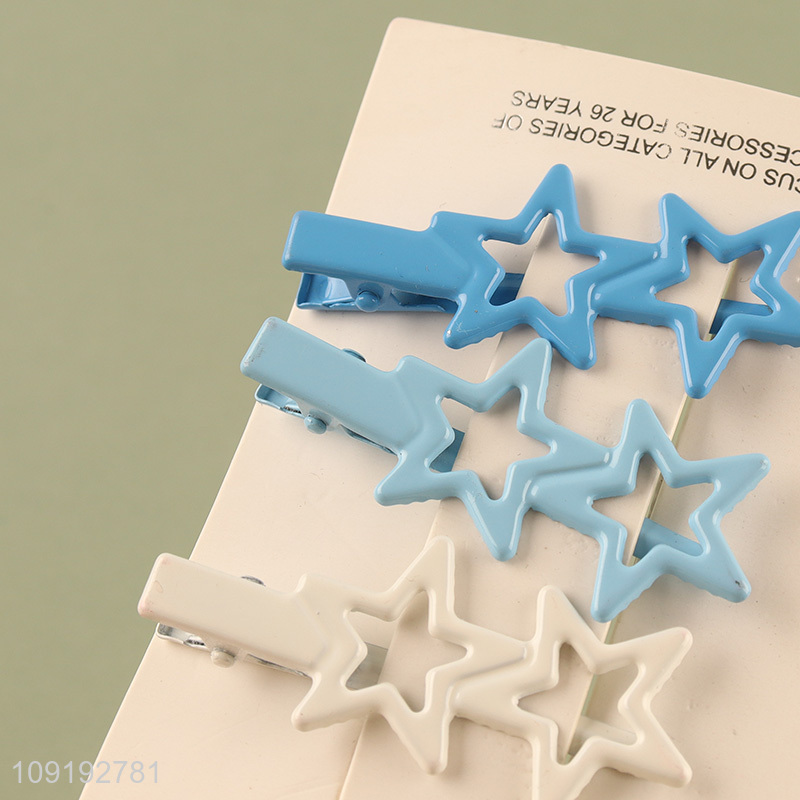 Hot Selling 3 Pieces Metal Hair Clips Hollow Star Alligator Hair Clips
