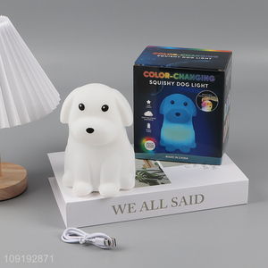 Good selling dog shape silicone color-changing squishy lights night lights