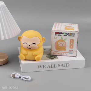 China supplier monkey shape silicone color-changing squishy lights night lights