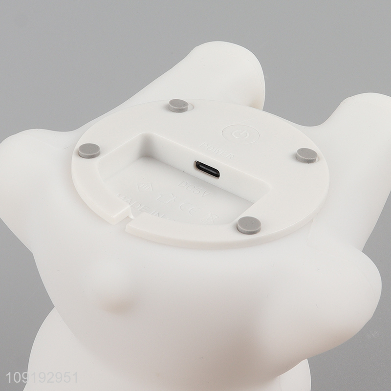 Factory supply cartoon bear charging silicone night lights for sale