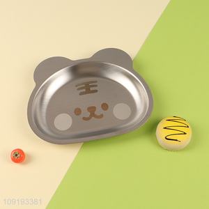 China products tiger shape stainless steel children tableware plate for sale