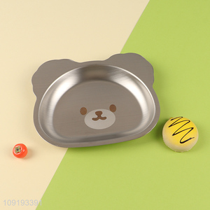 Top selling bear shape stainless steel tableware plate for children