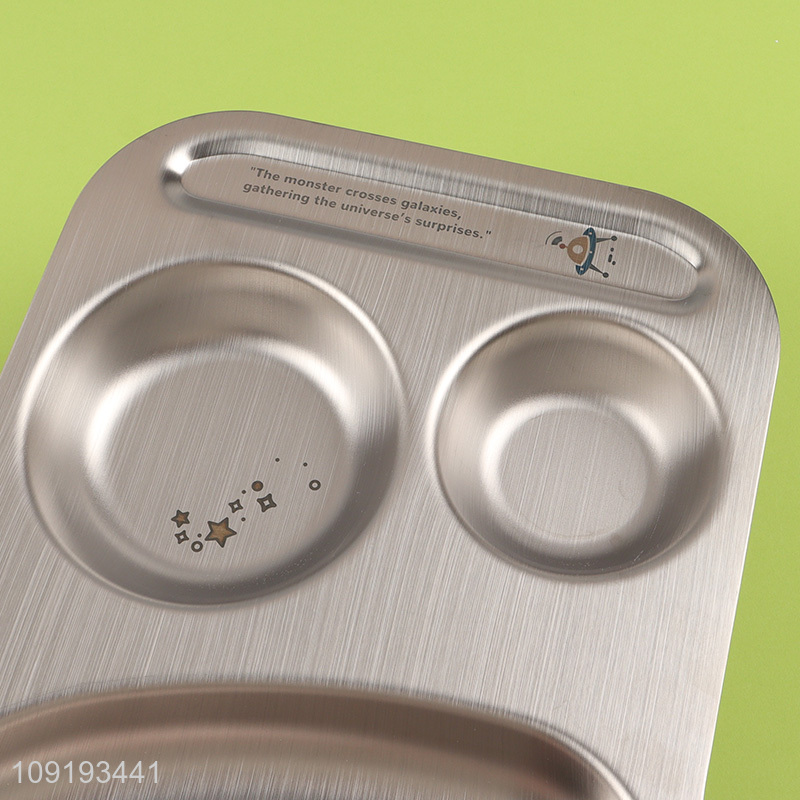 Hot products cartoon food grade 3 grid canteen kids divided lunch tray