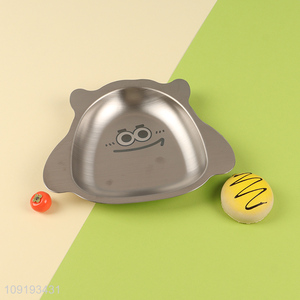 Best selling cartoon stainless steel children tableware plate wholesale