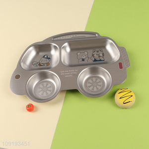 Most popular car shape stainless steel kids divided lunch tray