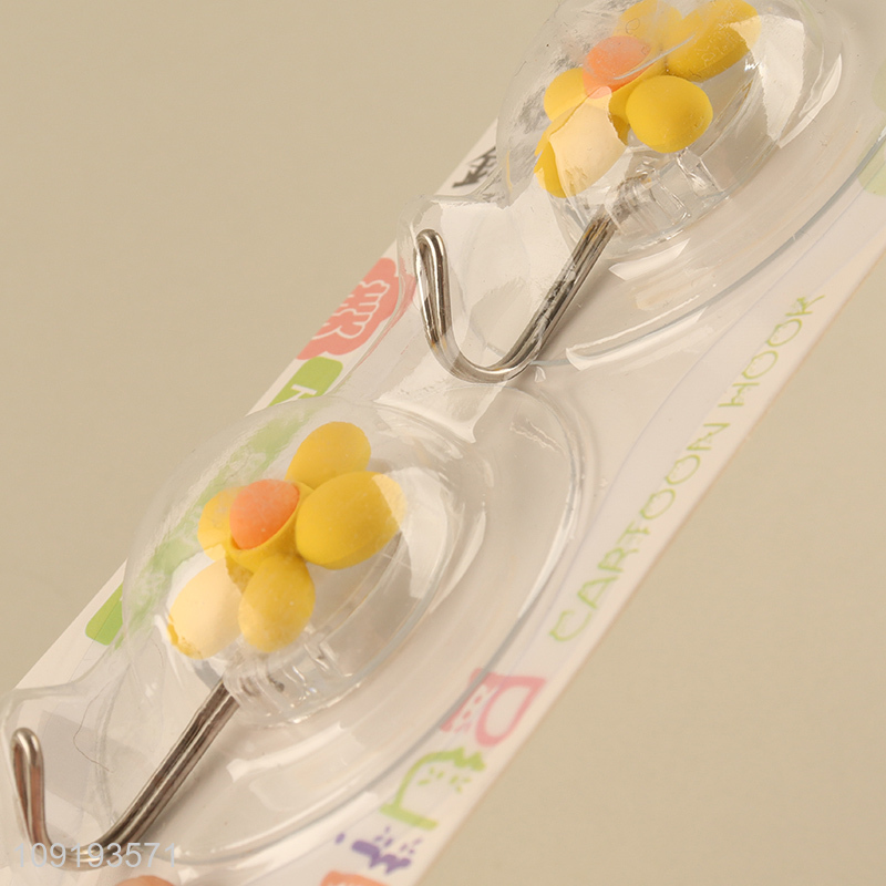 New Product 2PCS Cute Flower Adhesive Hooks Towel Coat Key Hooks
