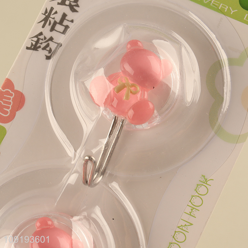 China Imports 2PCS Cute Bear Hooks Adhesive Hooks Towel Coat Hooks