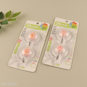 Online Wholesale 2PCS Cute Pig Hooks Adhesive Hooks Stick On Wall Hooks