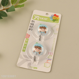 High Quality 2PCS Cute Adhesive Hooks Heavy Duty Wall Adhesive Hooks