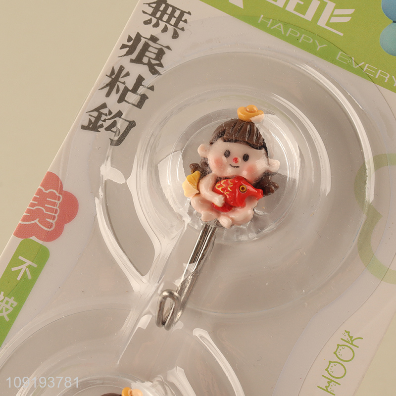 High Quality 2PCS Cute Hooks Adhesive Hooks Waterproof Coat Key Hooks