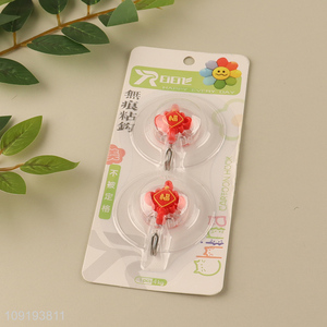 Factory Supply 2PCS Resin Adhesive Hooks Heavy Duty Wall Adhesive Hooks