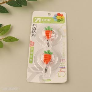 Factory Price 2PCS Carrot Wall Hooks Adhesive Hooks Towel Coat Hooks