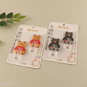 Factory Supply 2PCS Cute Bear Hooks Adhesive Hooks for Hanging Towel