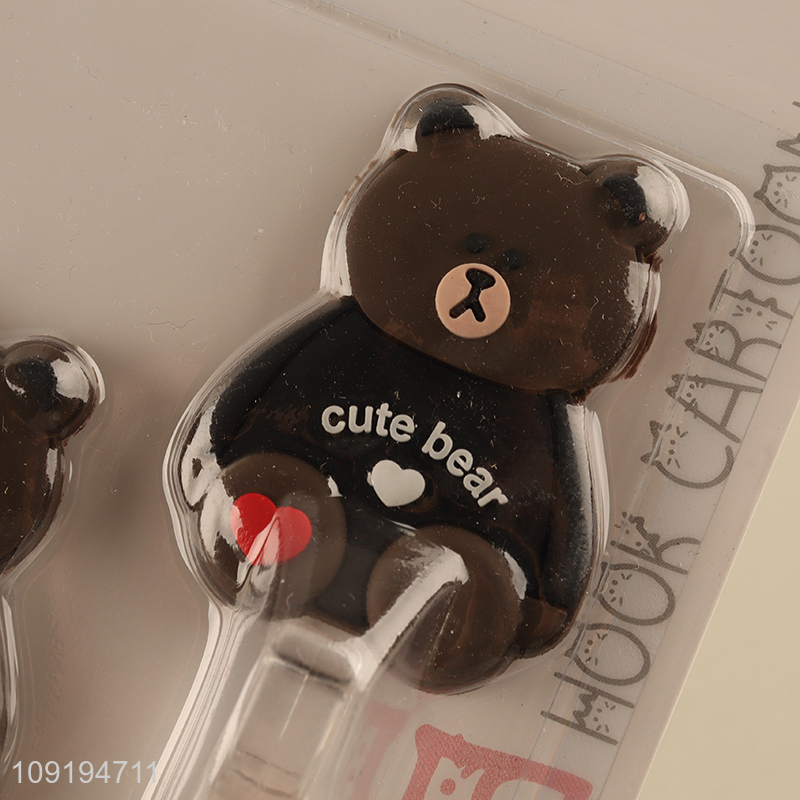 Factory Supply 2PCS Cute Bear Hooks Adhesive Hooks for Hanging Towel