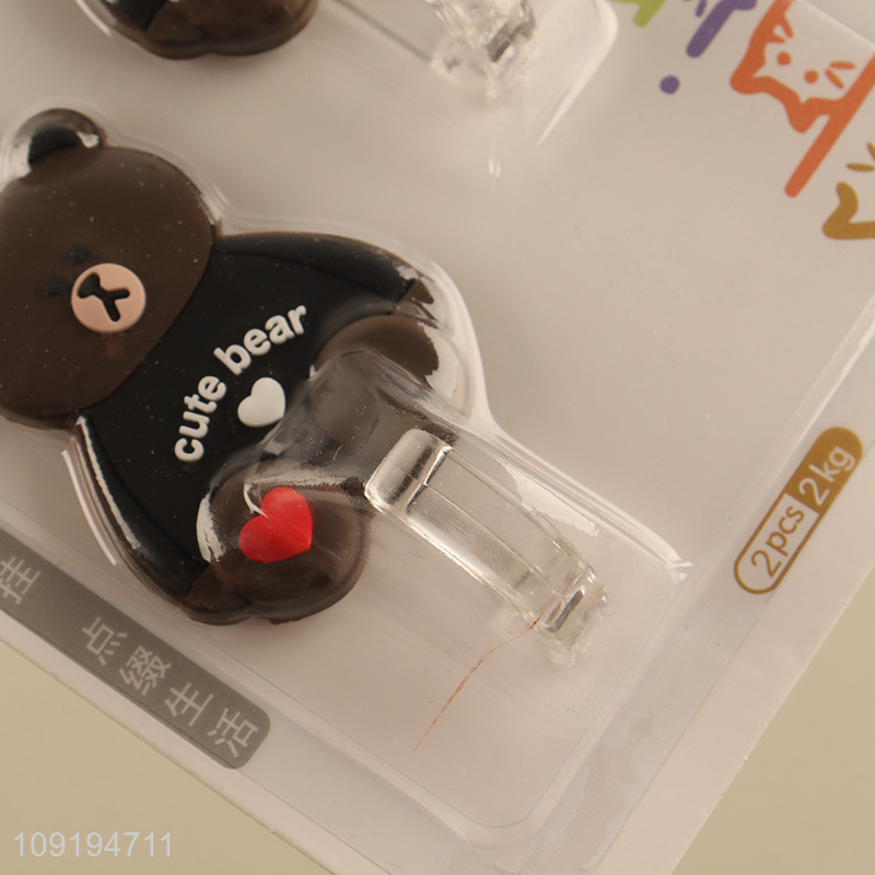 Factory Supply 2PCS Cute Bear Hooks Adhesive Hooks for Hanging Towel