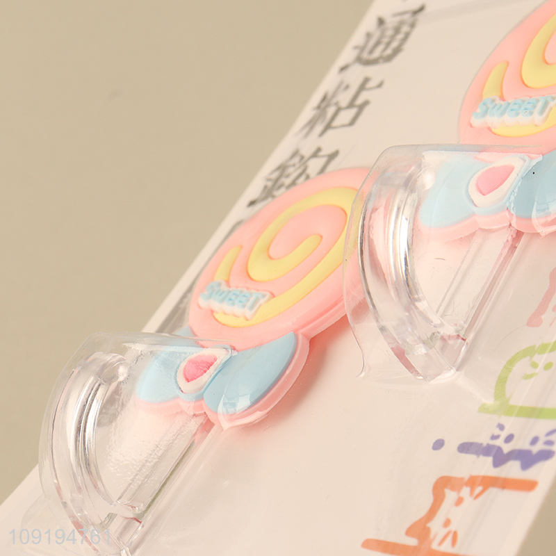 Hot Selling 2PCS Cute Lollipop Hooks Adhesive Hooks for Kids Bedroom