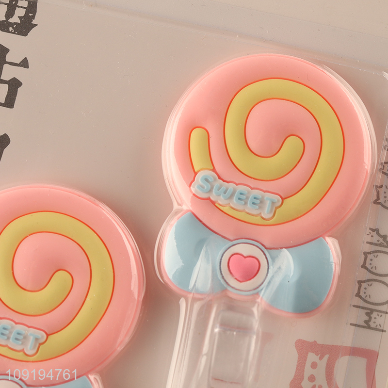 Hot Selling 2PCS Cute Lollipop Hooks Adhesive Hooks for Kids Bedroom