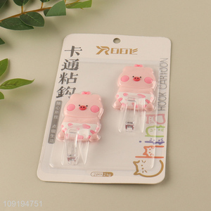 New Arrival 2PCS Cute Pig Adhesive Hooks Heavy Duty Utility Hooks
