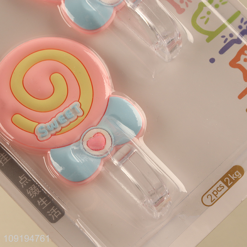 Hot Selling 2PCS Cute Lollipop Hooks Adhesive Hooks for Kids Bedroom