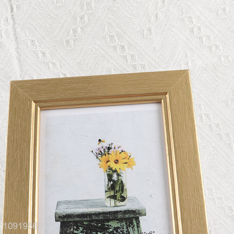 Good quality golden desktop stand 4*6inch photo frame picture frame